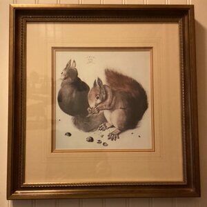 Framed Art Print "Squirrels" by Albrecht Durer Original Painted in 1512 16x16.25